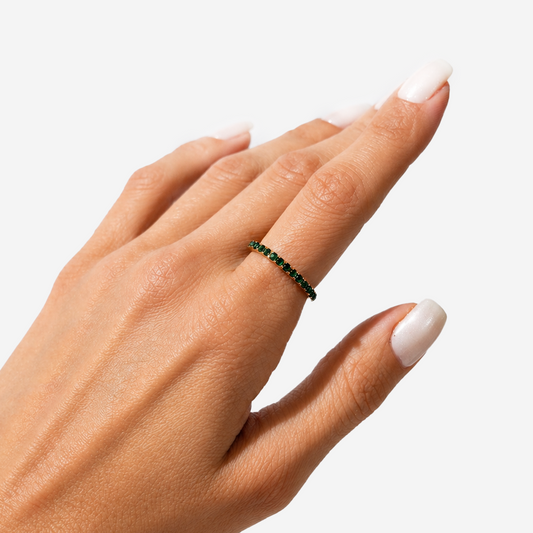 Gold-plated Titanium With Green Stone Ring