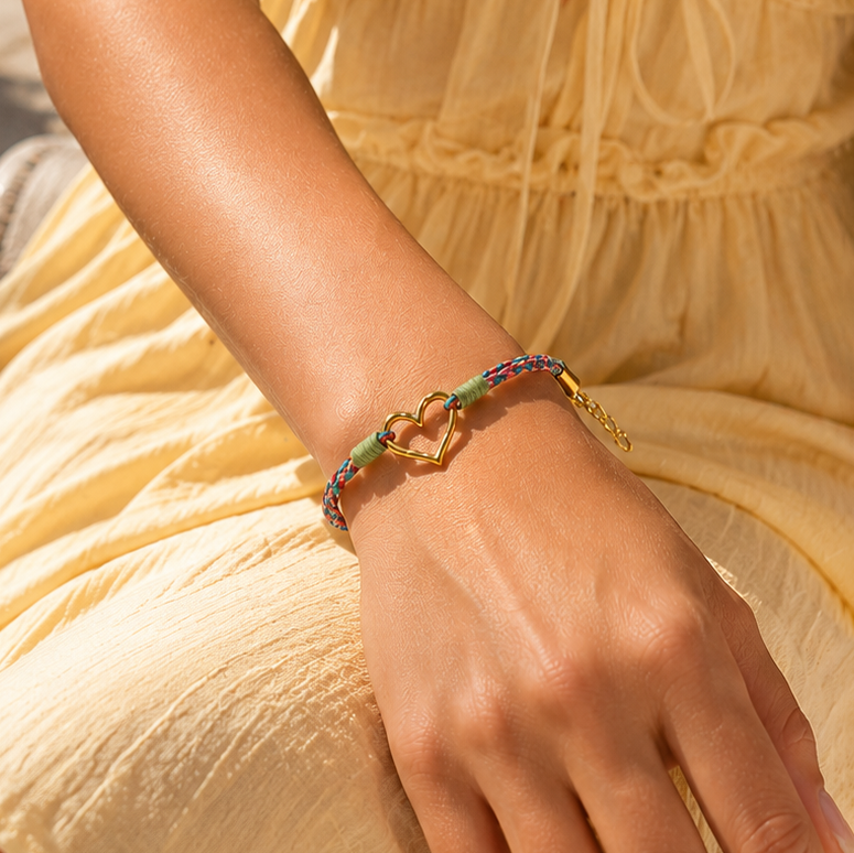 Gold-plated Titanium Heart Shaped Bracelet