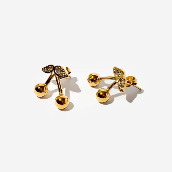 Gold-plated Titanium Cherry Shaped Earrings