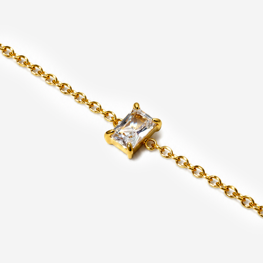 Gold-plated Titanium White Stone Bracelet