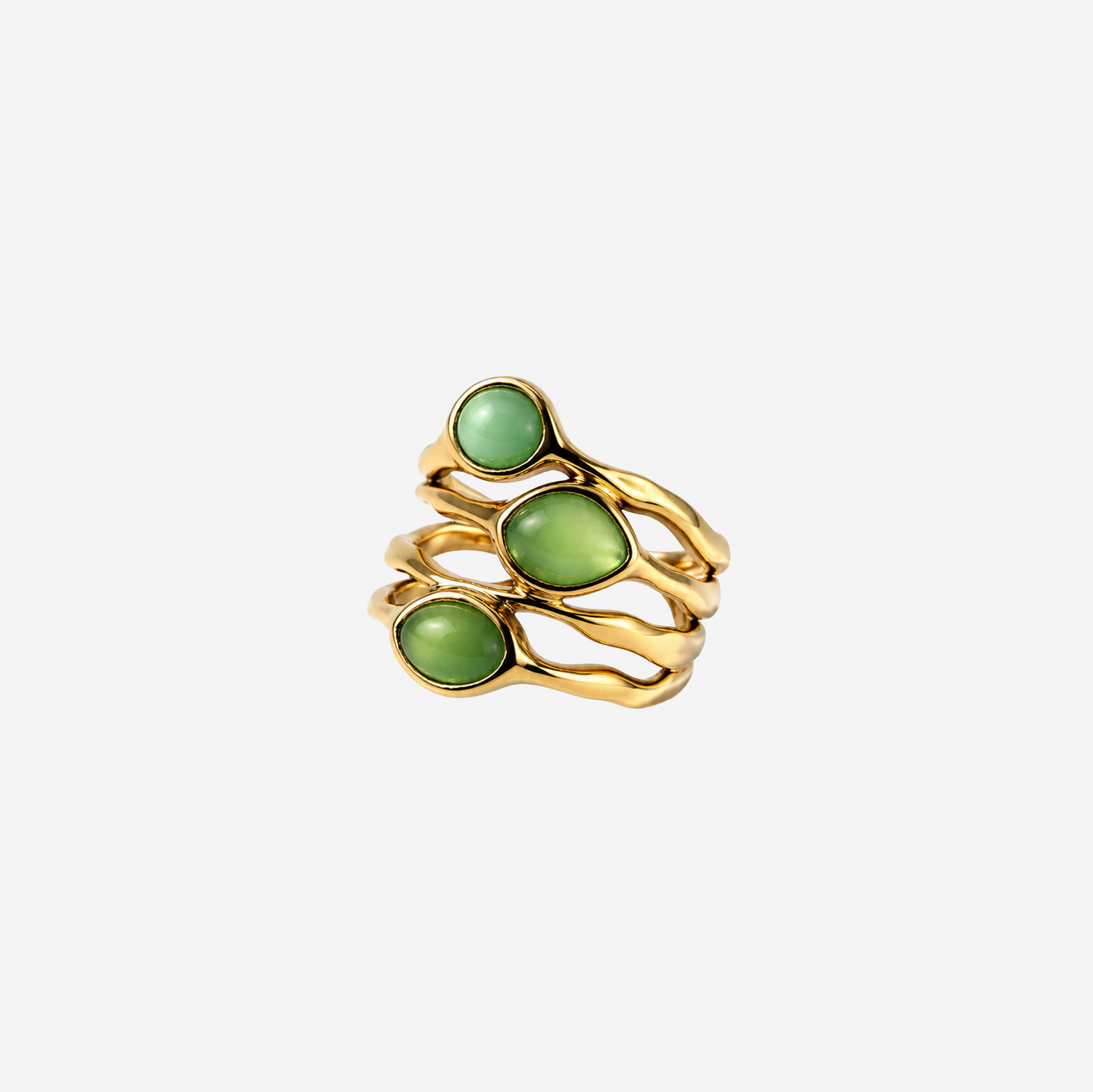 Gold-plated Titanium Green With Stone Ring