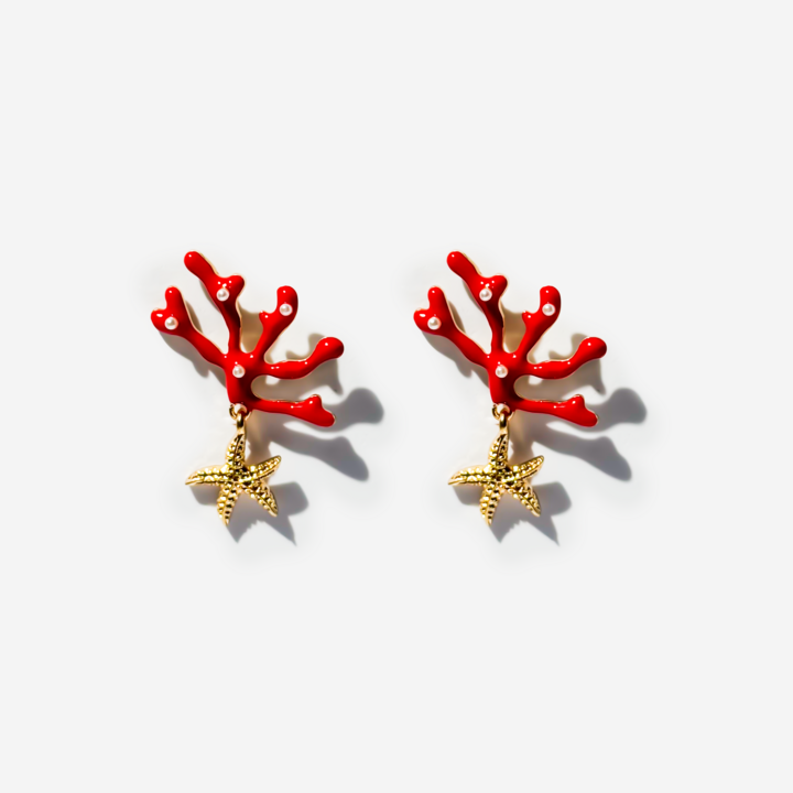 Gold-Plated Titanium Red Earrings