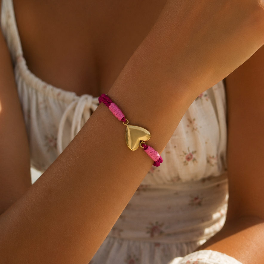 Gold-plated Titanium Heart Shaped Bracelet