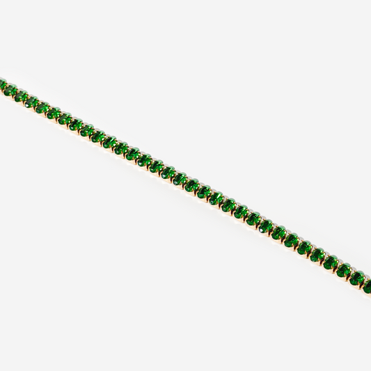 Gold-plated Titanium With Green Stones Bracelet