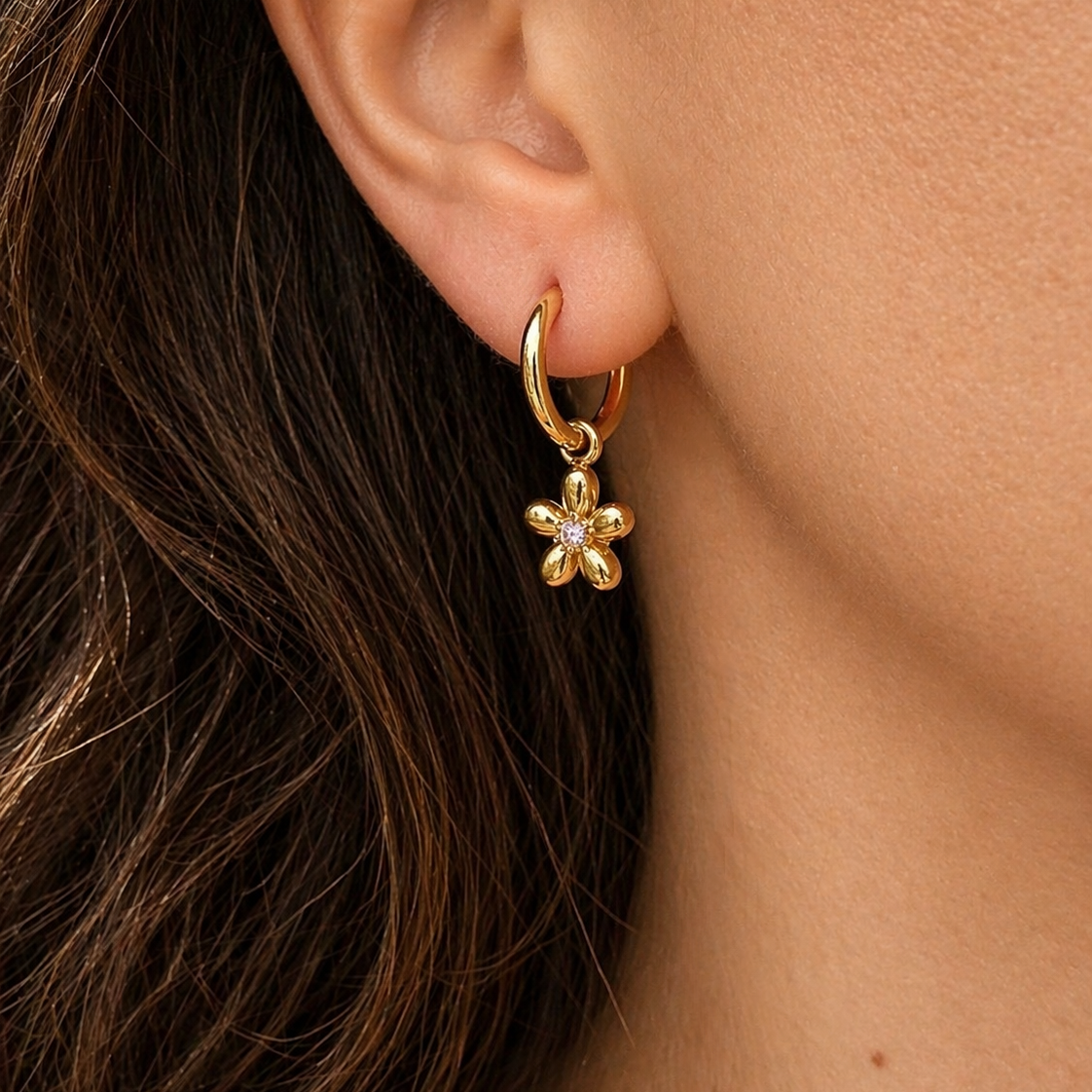 Gold-plated Titanium Flower Shaped Earrings