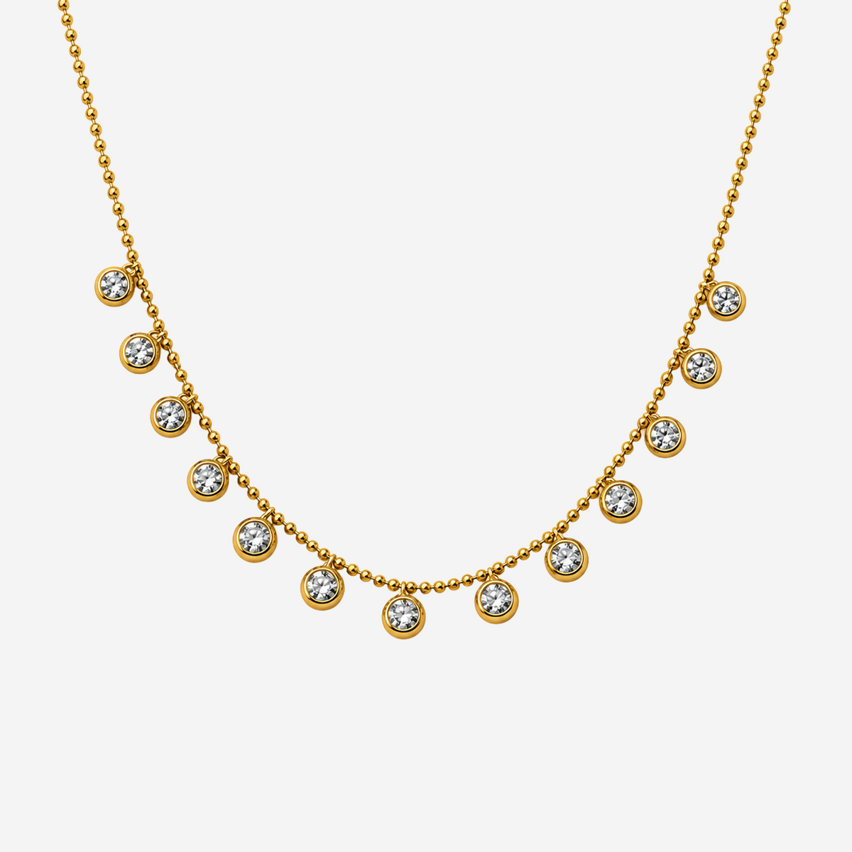Gold-plated Titanium White Stone Necklace