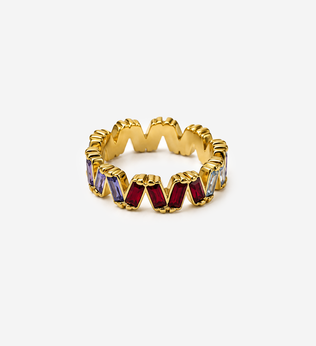 Gold-plated Titanium With Stones Ring