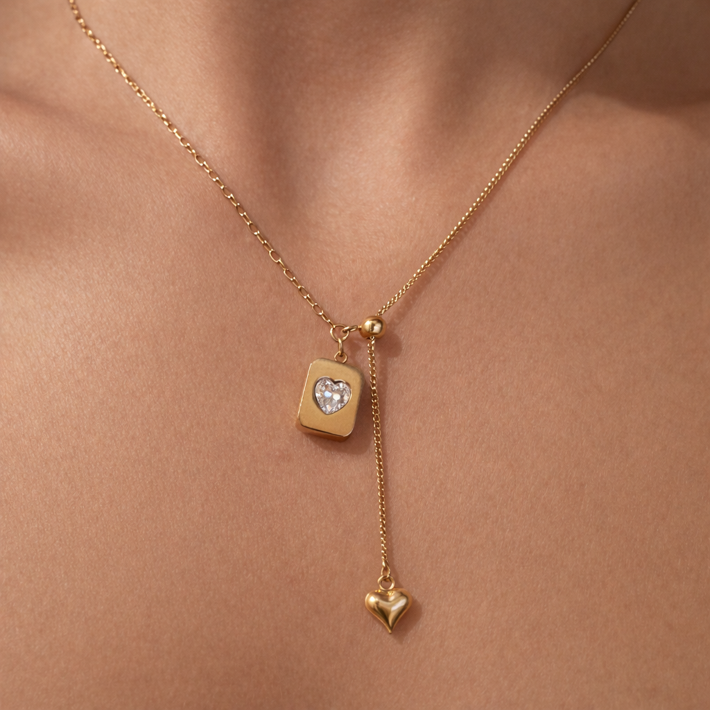 Gold-plated Titanium with Heart Necklace