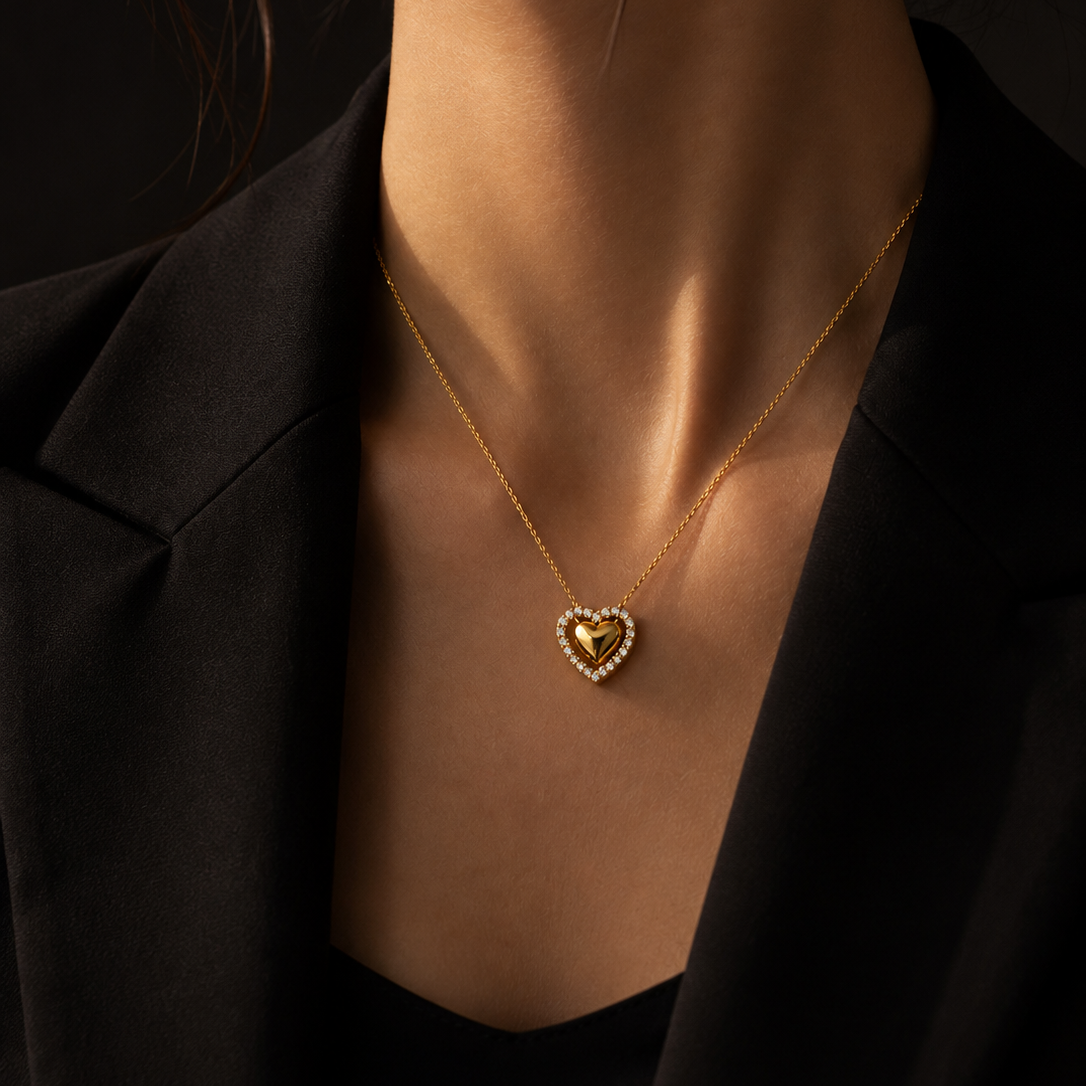 Gold-plated Titanium with Heart Necklace