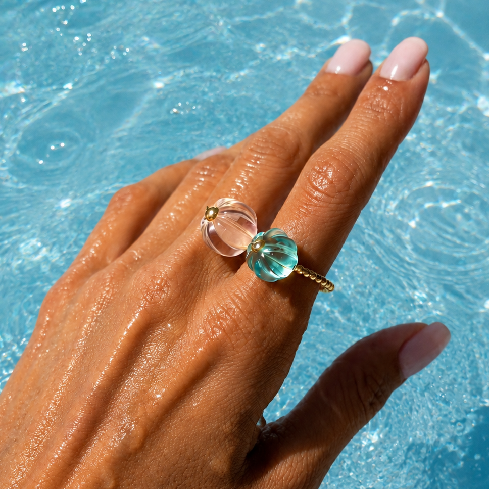 Gold-plated Titanium Colorful Ring