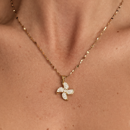 ტიტანის მოოქროვილი ყელსაბამი თვლებით