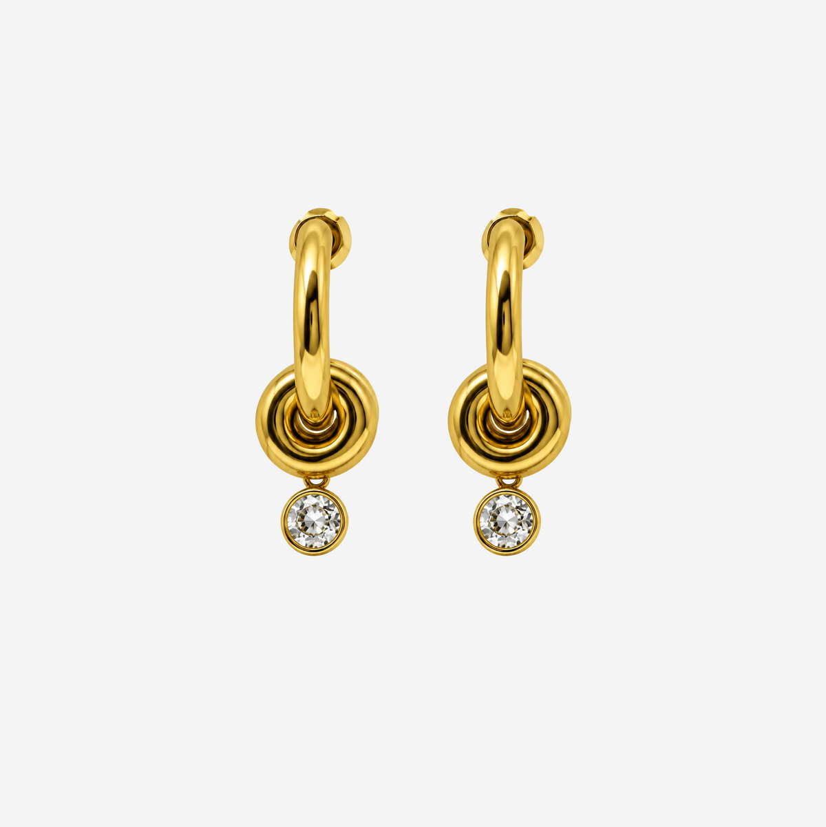 Gold-plated Titanium White Stone Earrings