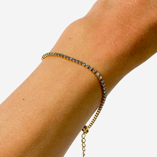Gold-plated Titanium With White Stones Bracelet