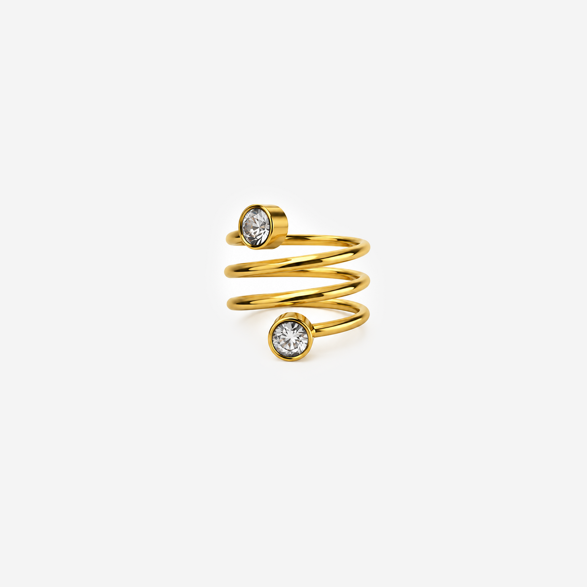 Gold-Plated Titanium Ring with White Stone