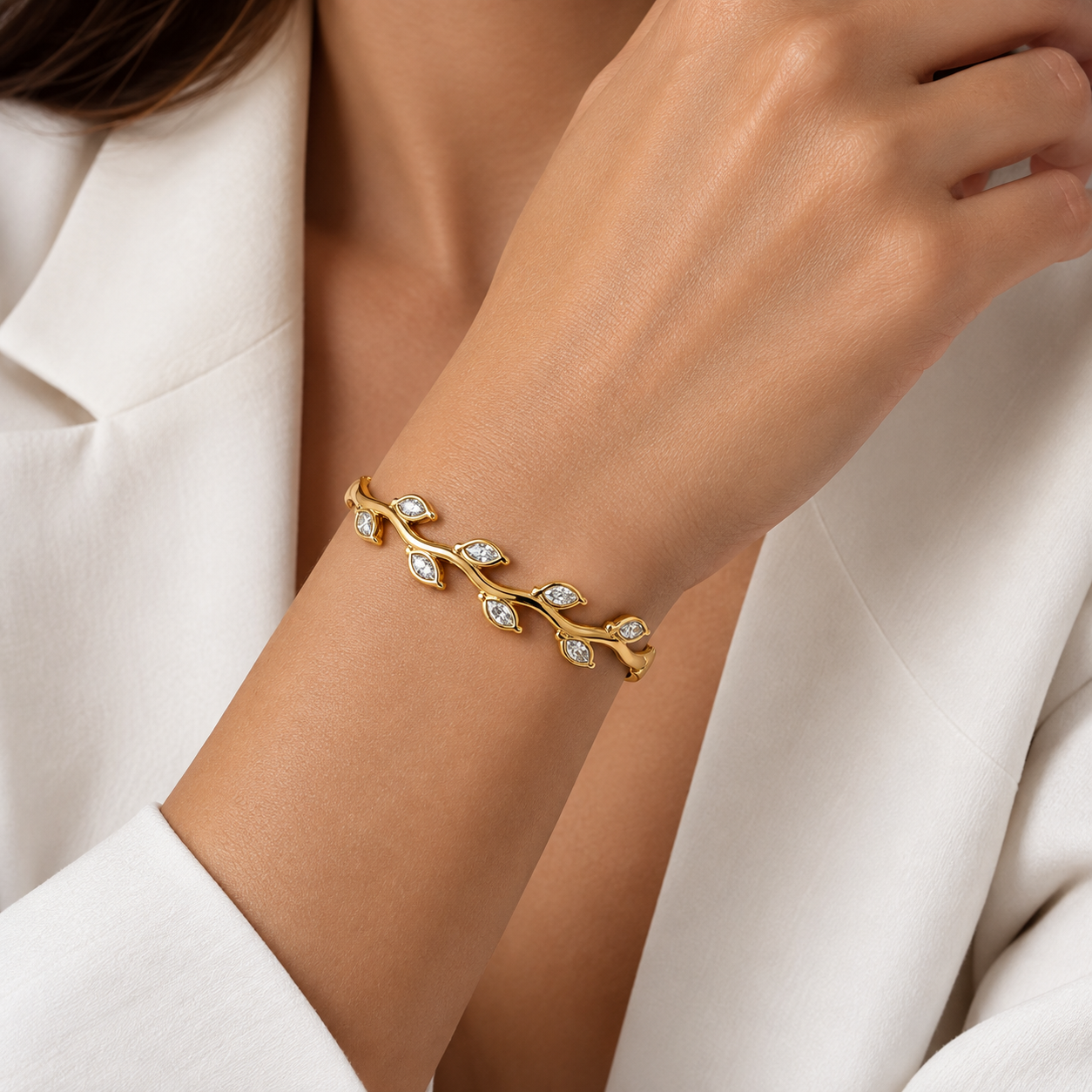 Gold-plated Titanium With Stone Bracelet