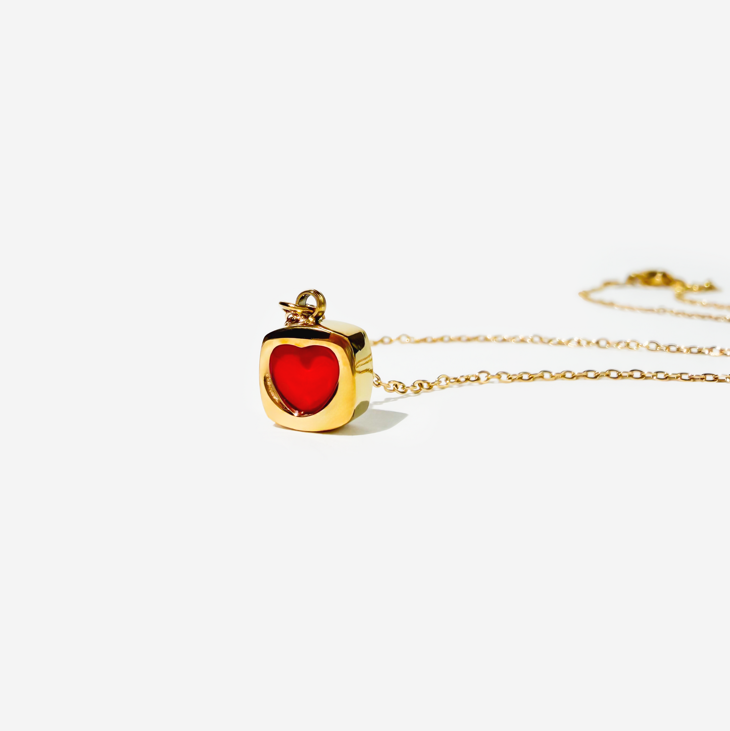 Gold-plated Titanium Red with Heart Necklace