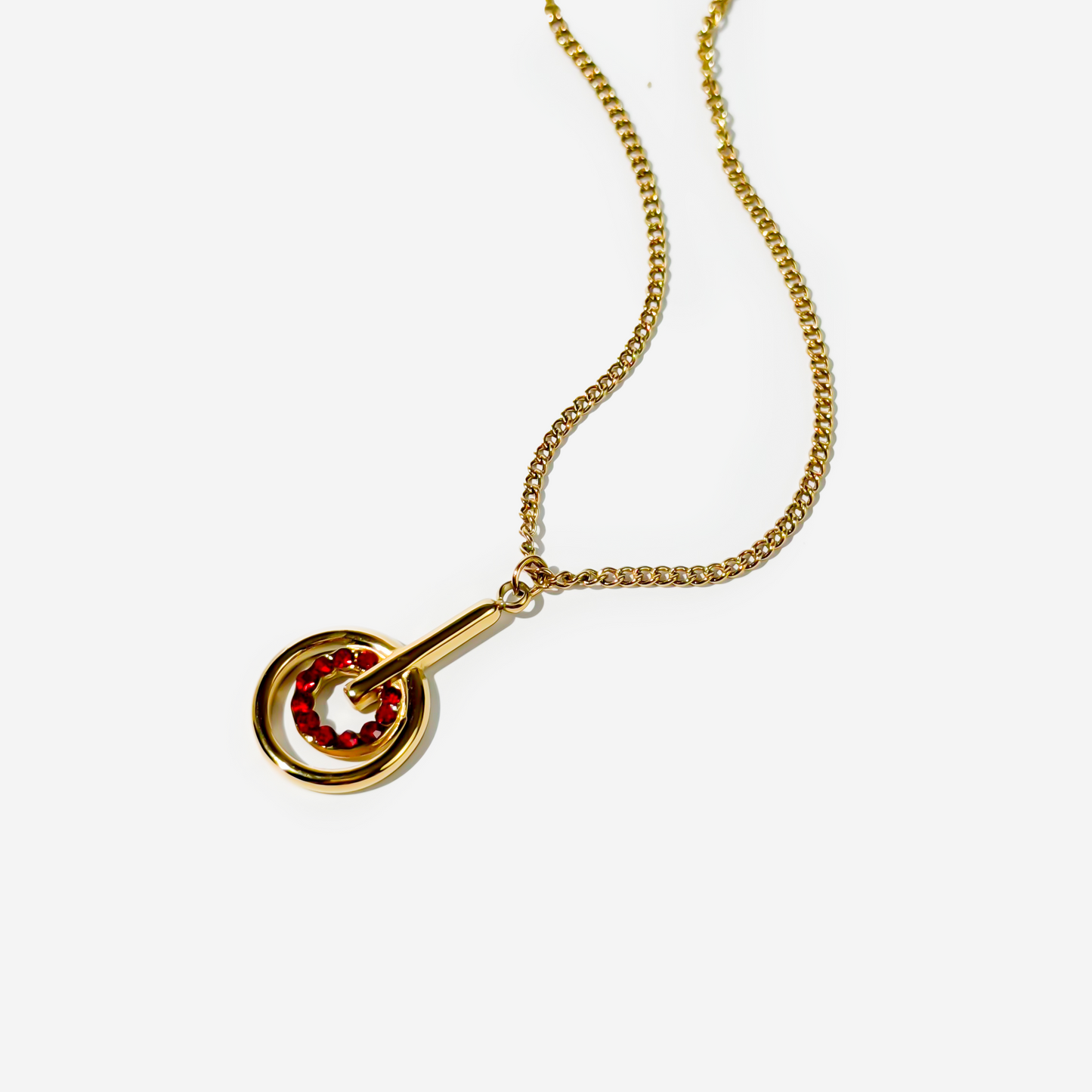 Gold-plated Titanium With Red Stone Necklace