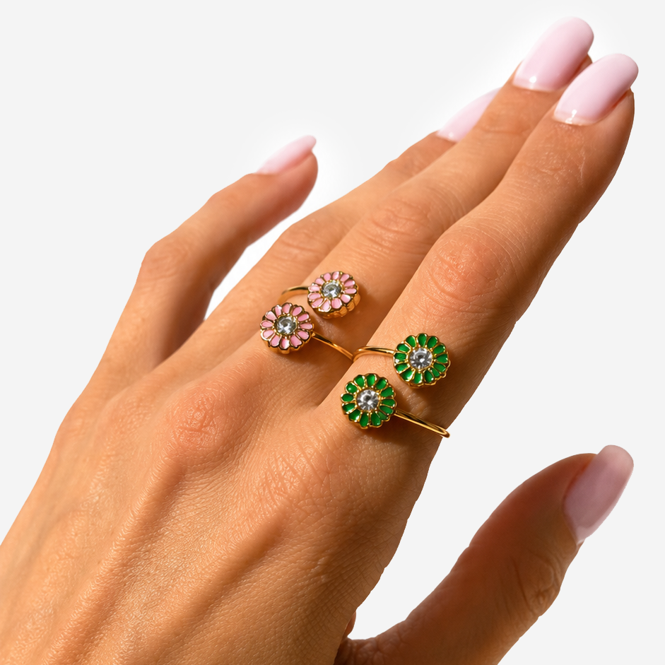 Gold-plated Titanium Flower Shaped Ring