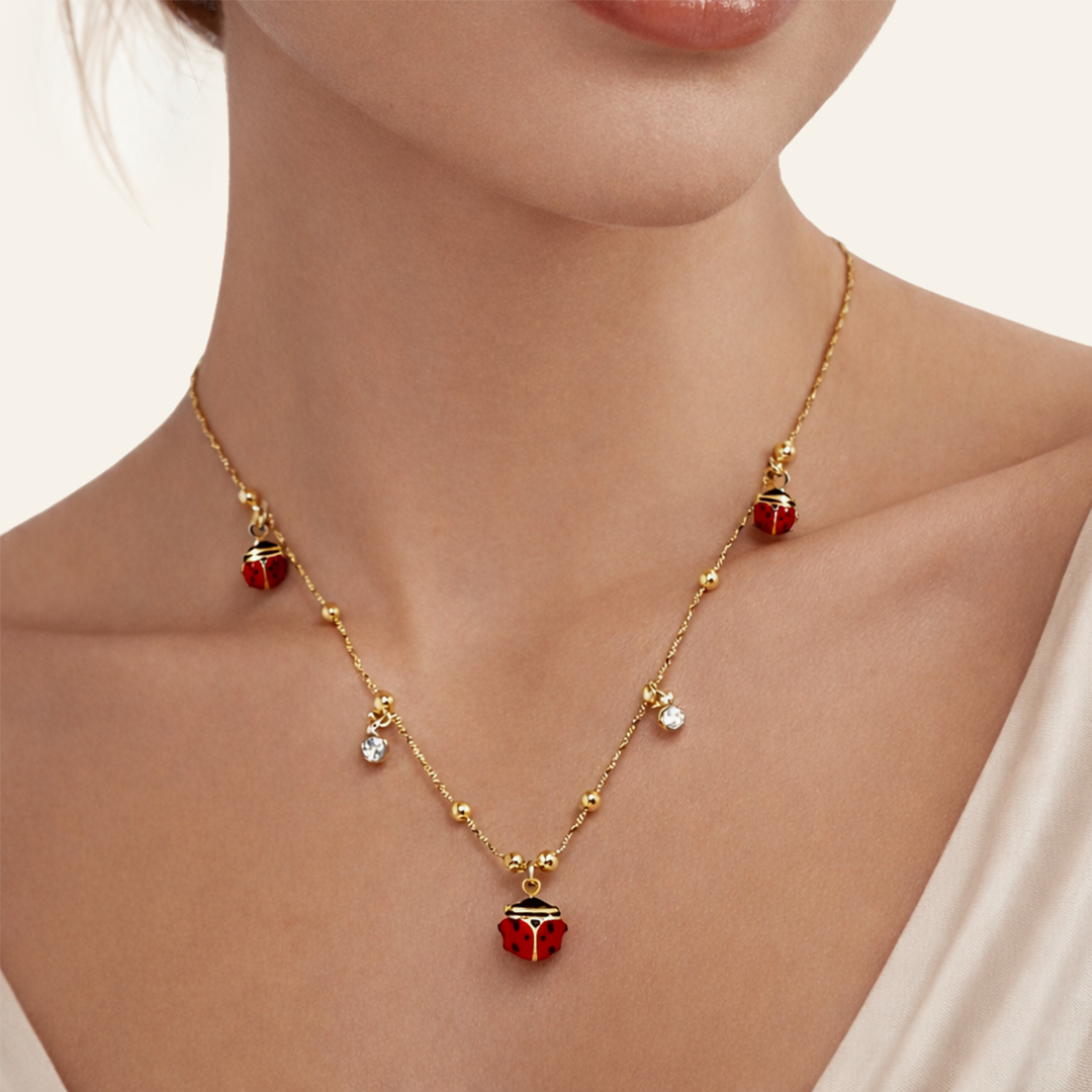 Gold-plated Titanium Necklace Ladybug