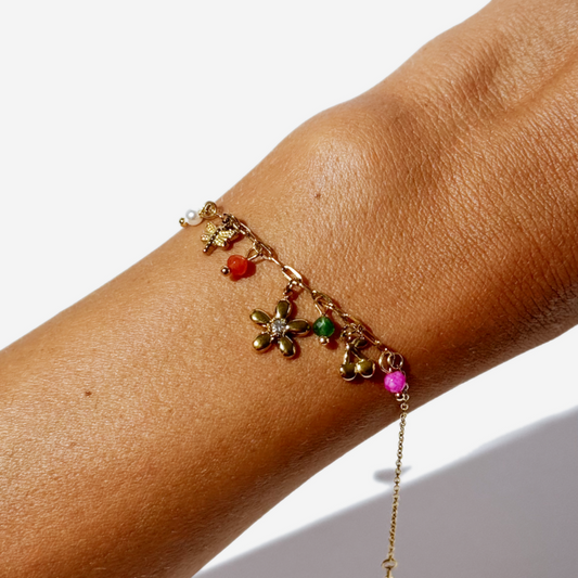 Flower Shape Gold-plated Titanium Bracelet