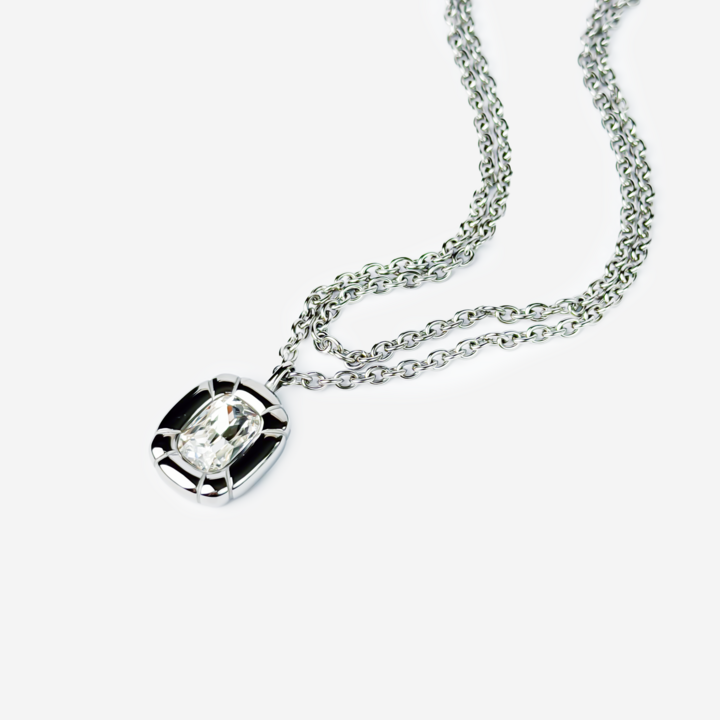 Gold-plated Titanium Silver With Stone Necklace