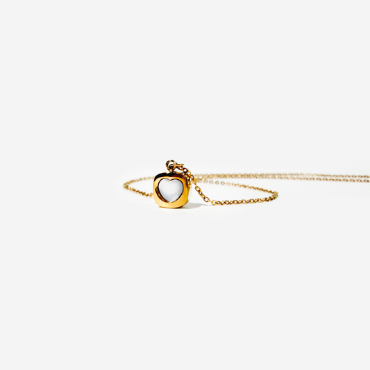 Gold-plated Titanium White with Heart Necklace