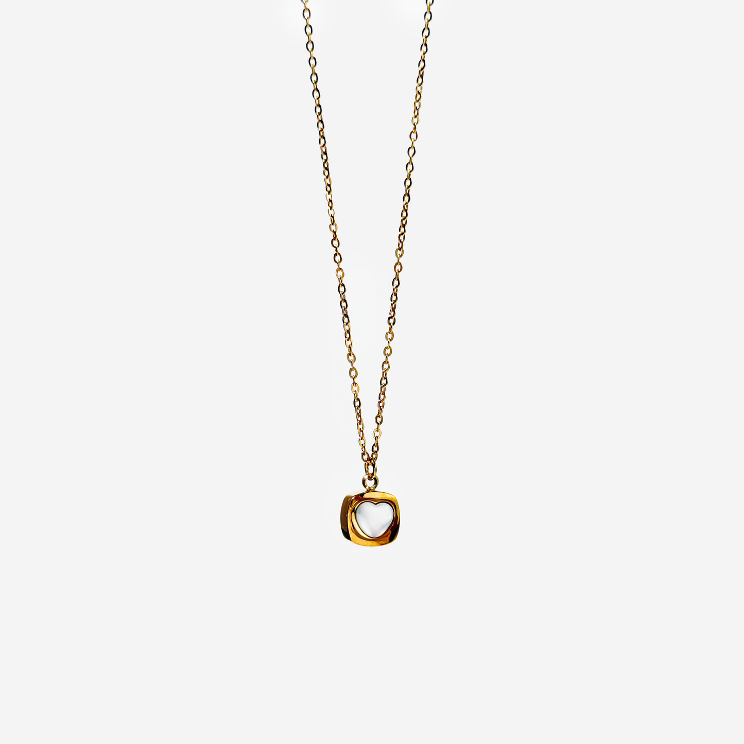 Gold-plated Titanium White with Heart Necklace