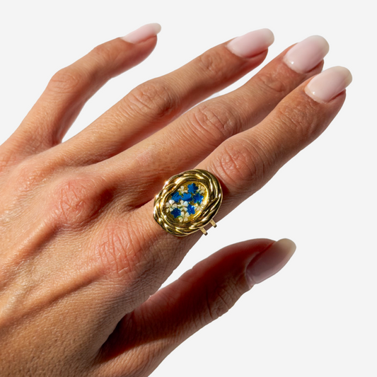 Handmade Natural with Flowers Ring
