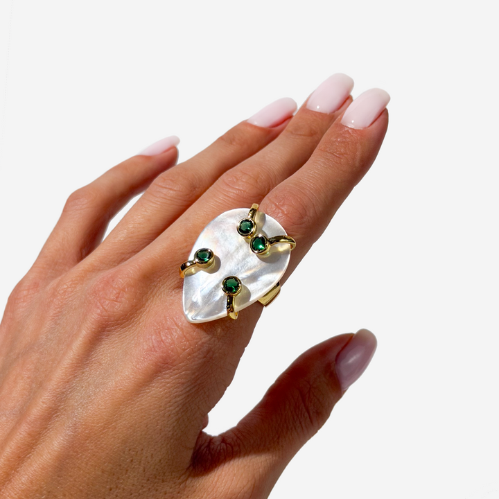 Mother-of-Pearl With Stones Ring