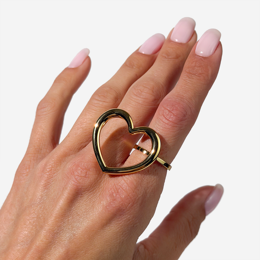 მოოქროვილი ტიტანის გულის ფორმის ბეჭედი