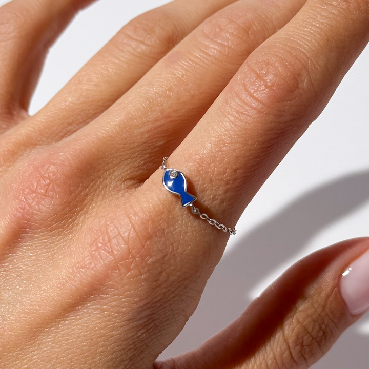 S925 Sterling Silver Fish Ring