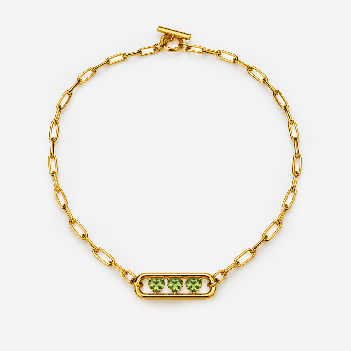 Gold-plated Titanium Green Stone Necklace