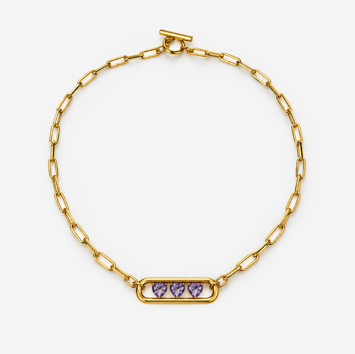 Gold-plated Titanium Purple Stone Necklace