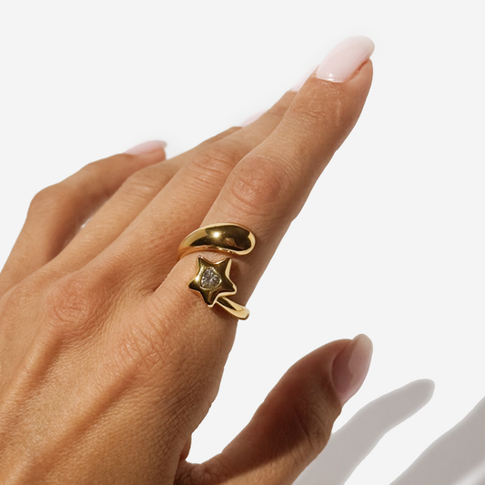Gold-plated Titanium Star Shaped Ring