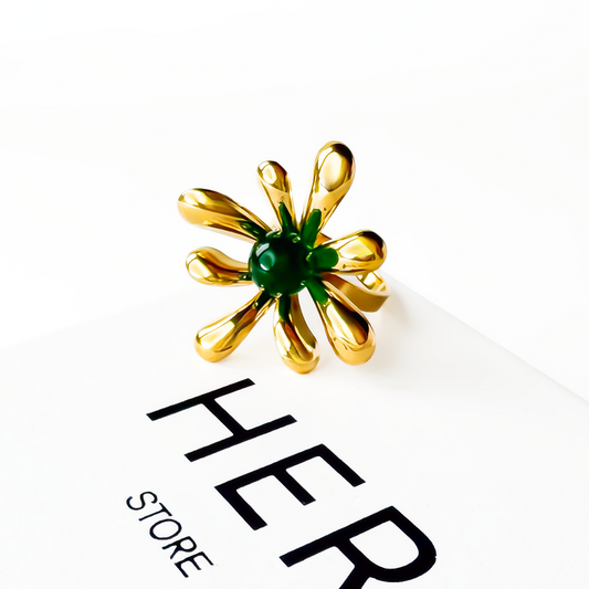 Gold-plated Titanium Flower Shaped Ring