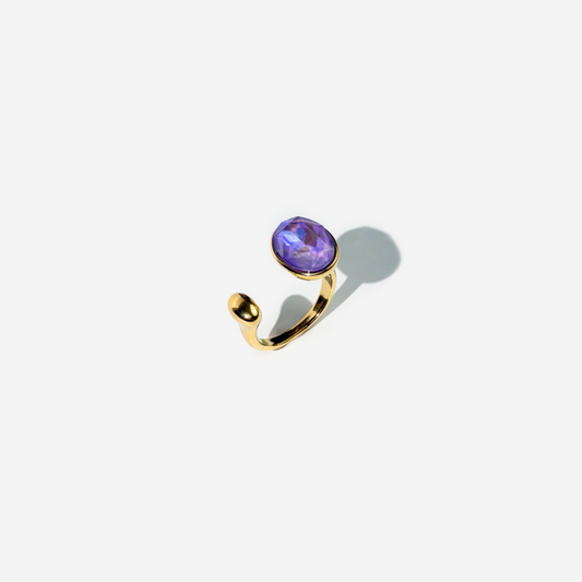 Gold-plated Titanium Purple With Stone Ring