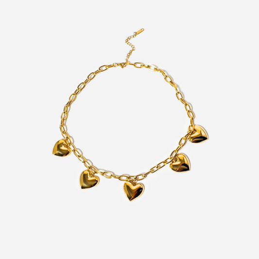 Gold-Plated Titanium Gold Necklace with Hearts