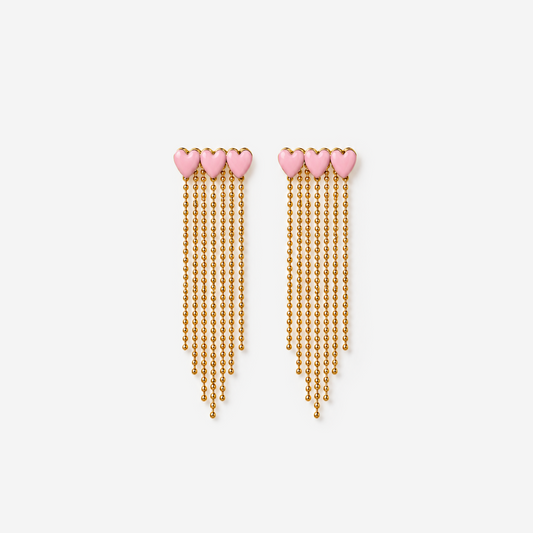 Pink heart shaped earring