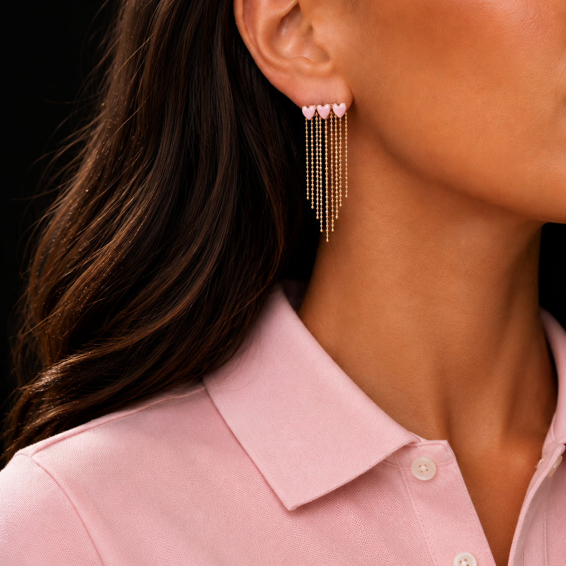 Pink heart shaped earring