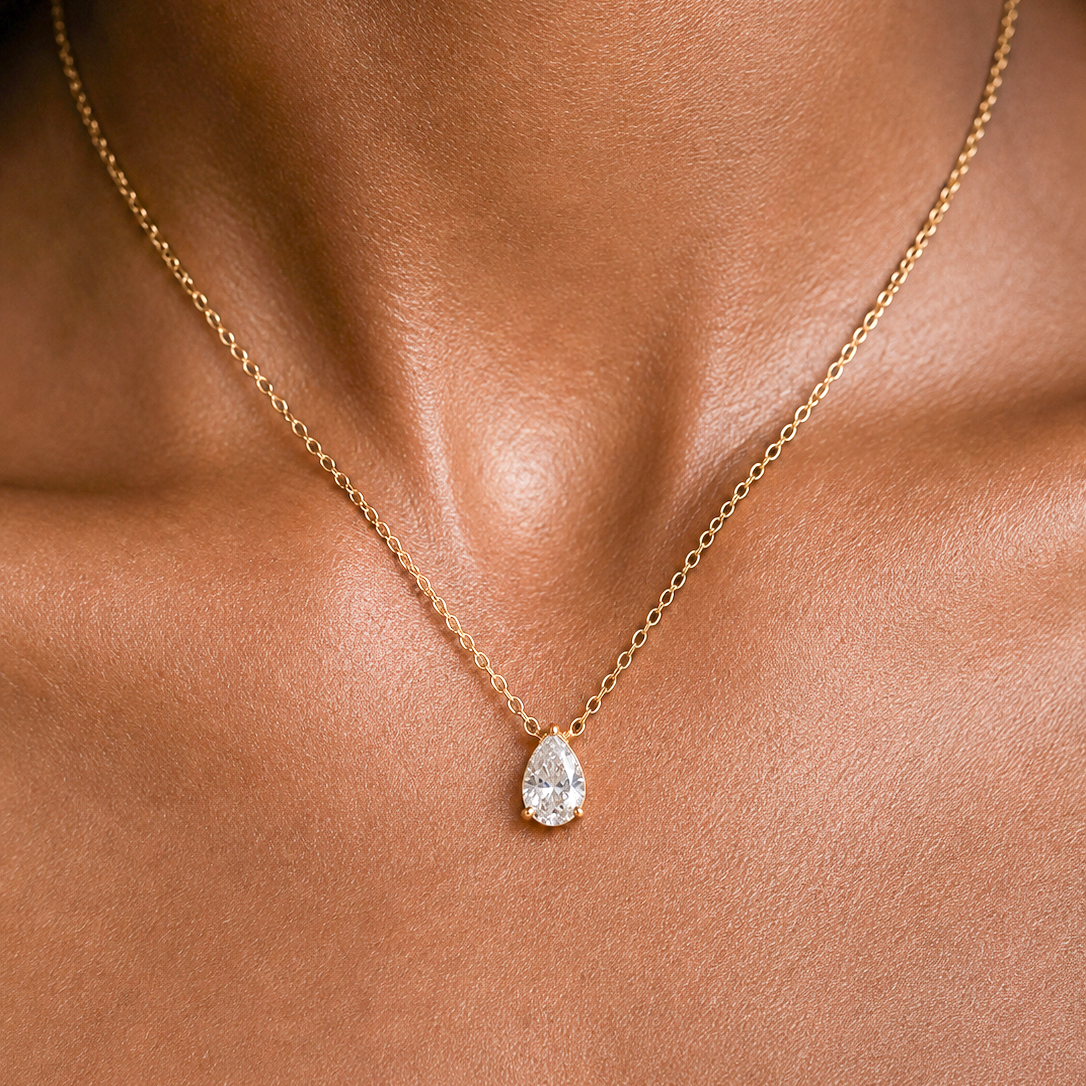 Gold-plated Titanium White Stone Necklace