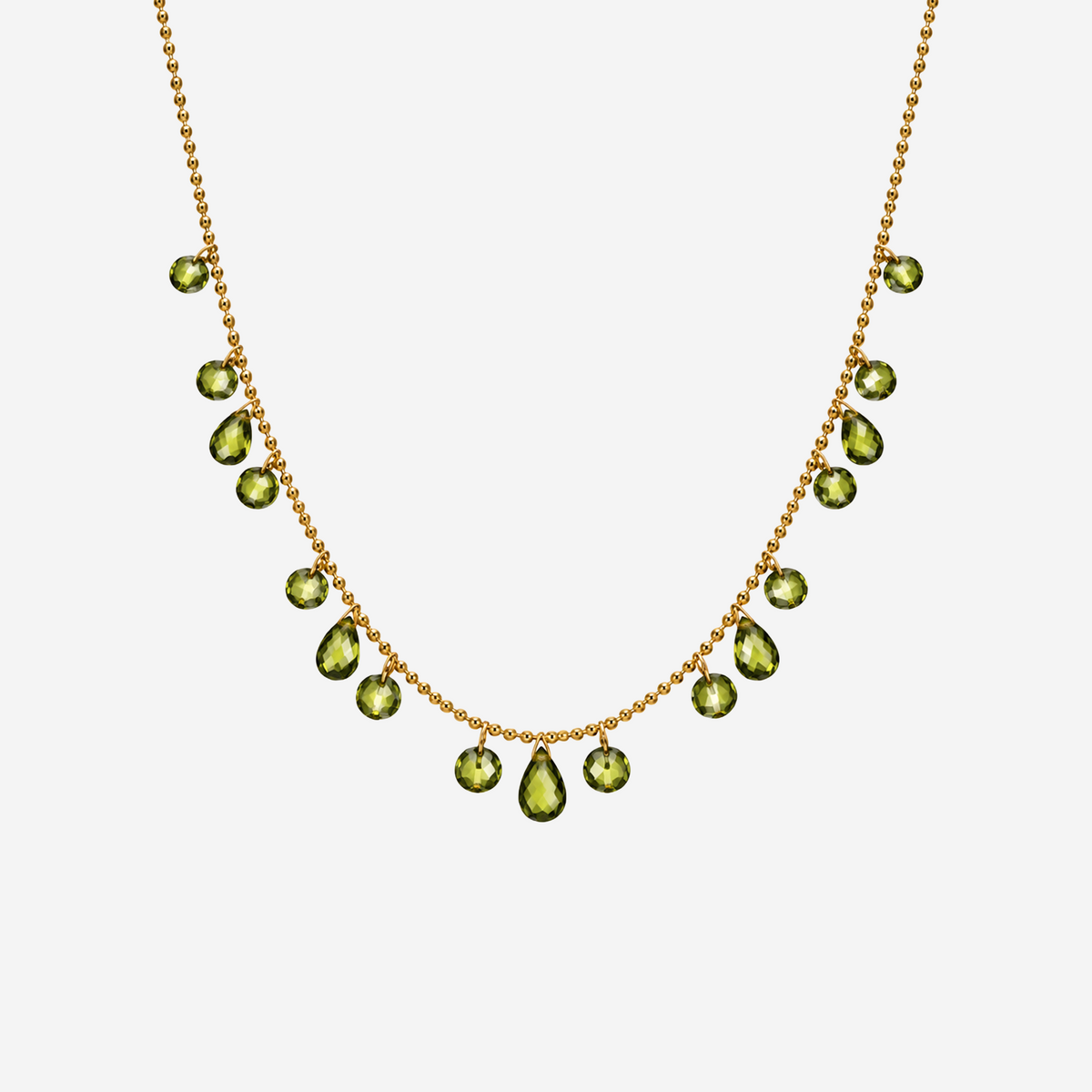 Green Disc Charm Necklace