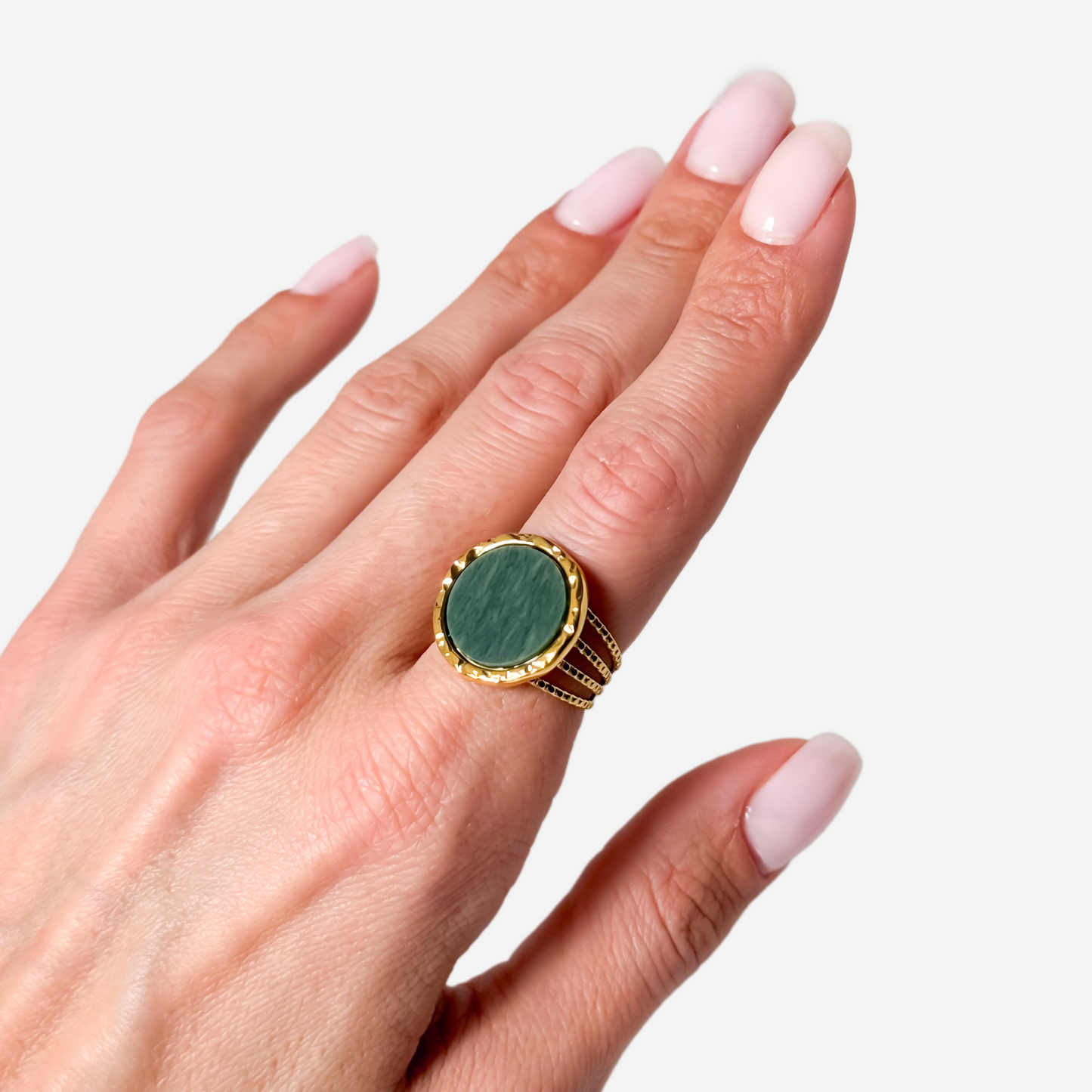 Gold-plated Titanium Green Ring