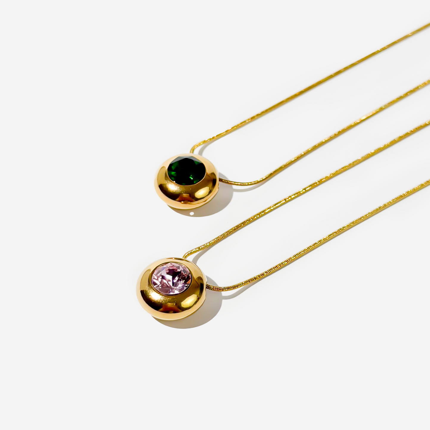 Gold-plated Titanium With Stones Necklace