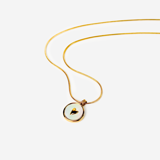 Gold-plated Titanium White with Heart Necklace