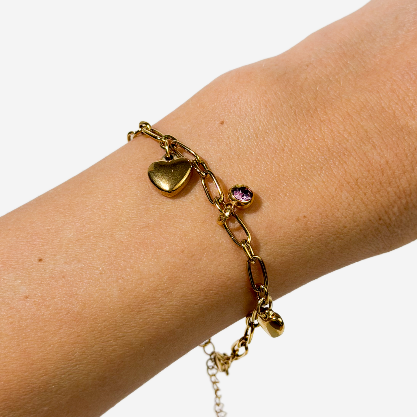 Gold-plated Titanium Heart Shaped Bracelet