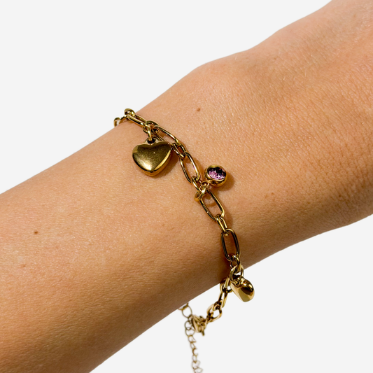 Gold-plated Titanium Heart Shaped Bracelet