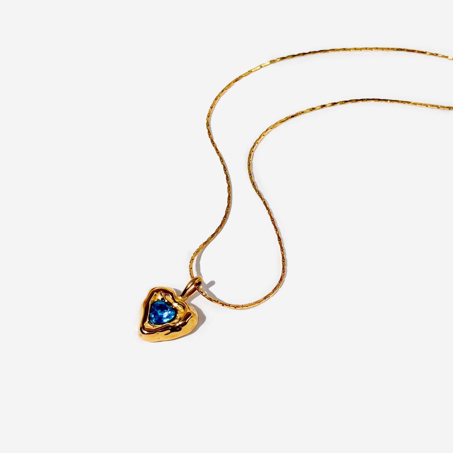 Gold-plated Titanium Blue Heart Necklace