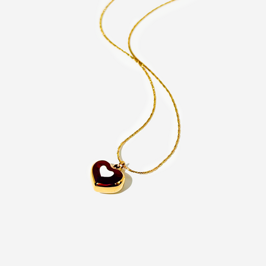 Gold-plated Titanium Red with Heart Necklace