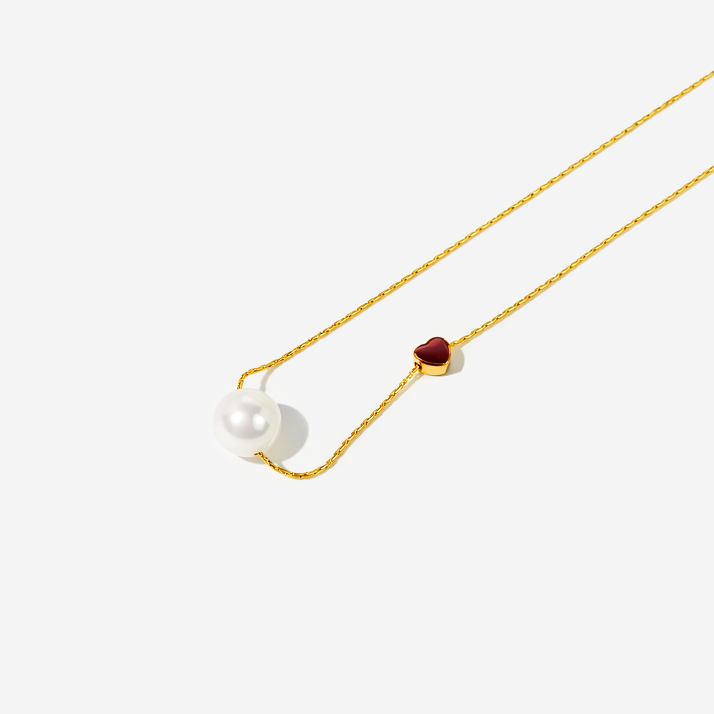 Gold-plated Titanium Pink Red Hearts Necklace