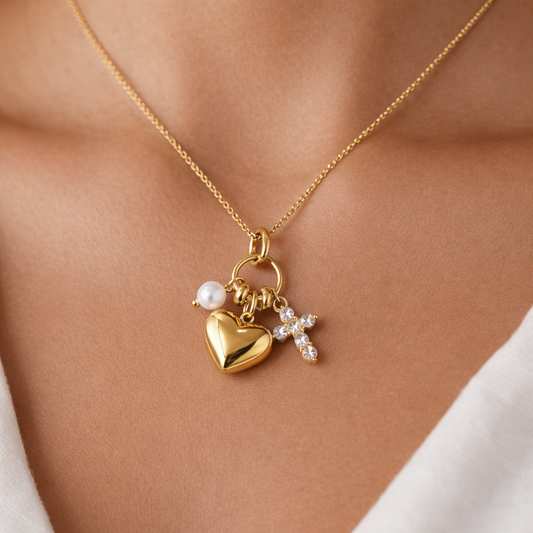 Gold-plated Titanium Necklace With Charms